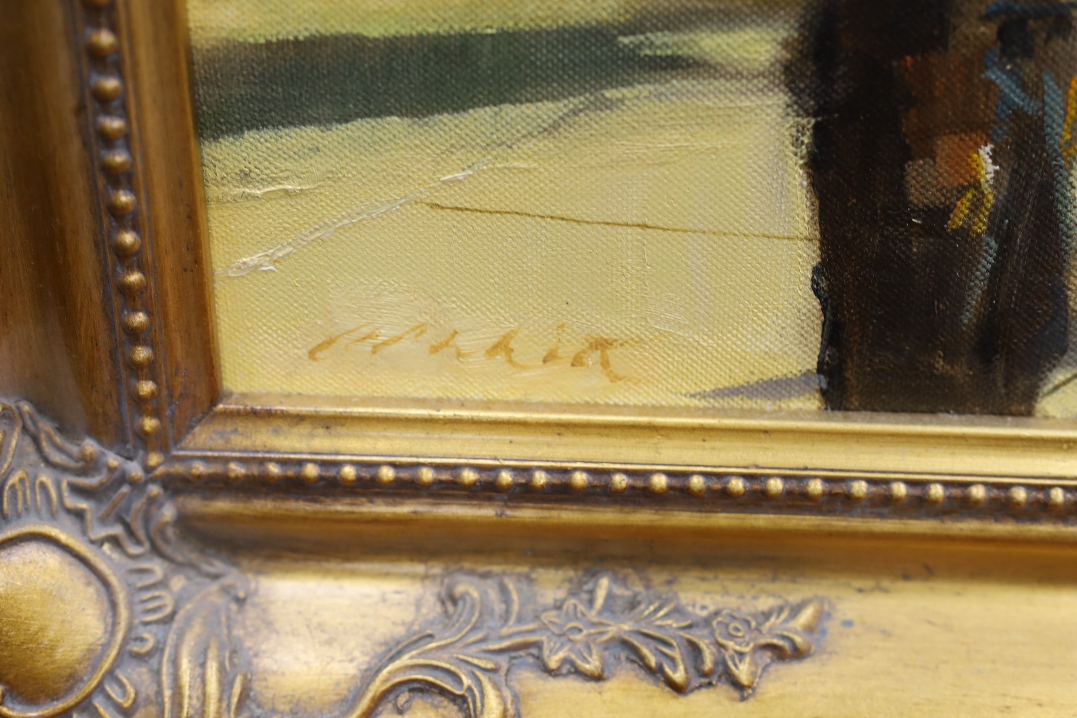 British School, late 20th century, oil on canvas, Trafalgar Square, indistinctly signed, 75 x 49cm